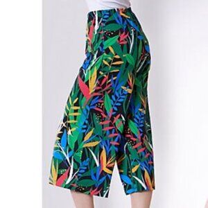 Bob Mackie Wearable Art Cropped Wide Leg Pants Tropical Size Large